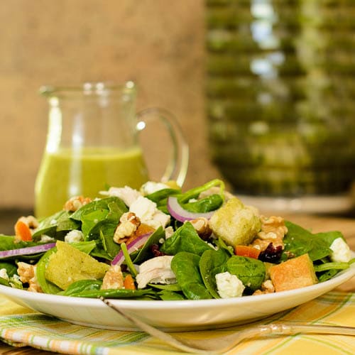 Turkey Spinach Salad with Herb Vinaigrette for #WeekdaySupper #ChooseDreams