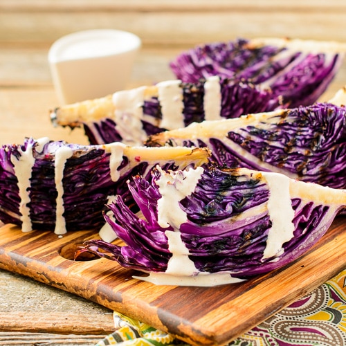 Grilled Red Cabbage with Lime Sour Cream Dressing
