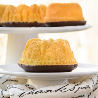 Chocolate Dipped Vanilla Mini Bundt Cakes for #BundtBakers