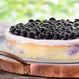 Crustless Creamy Blueberry Swirl Cheesecake for #SundaySupper
