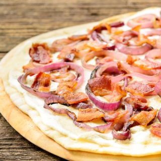 Grilled Bacon Onion Cheese Flatbread (Flammkuchen) for #BreadBakers