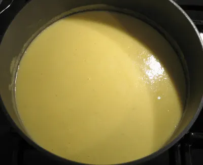Cauliflower soup in pot
