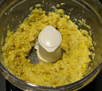 Corn chopped in food processor