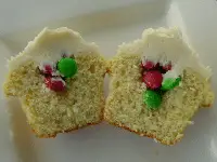 Inside of candy filled cupcake