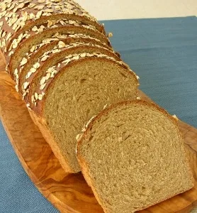 Sliced Homemade Oatmeal Wheat Bread