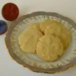 Shortbread cookies stamped with a decorative design