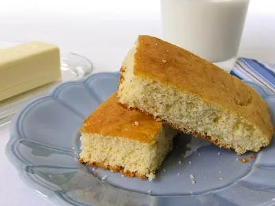 Cornbread slices on a plate