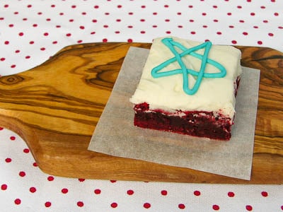 Red Velvet Brownies with cream cheese frosting