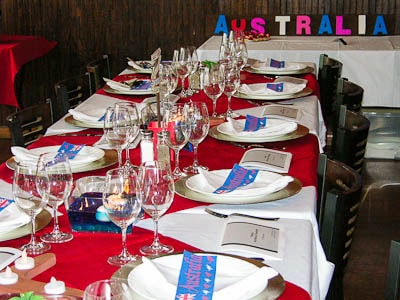 Australian themed tablescape for wine tasting at 15th Street Pizza