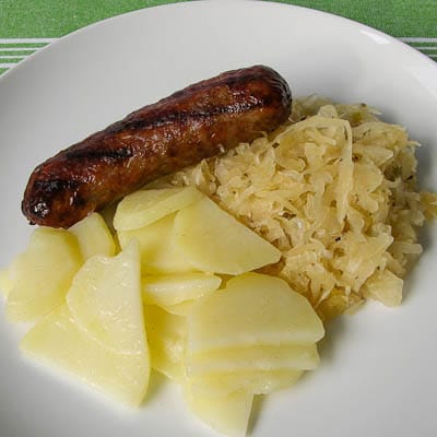 Braised Sauerkraut with Bratwurst and Potatoes