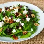Spinach salad with warm bacon dressing