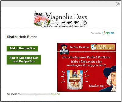 Ziplist Magnolia Days Save Recipe Box
