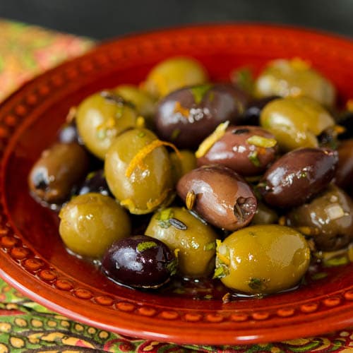 Herb and Garlic Marinated Olives - Easy Appetizer Recipe