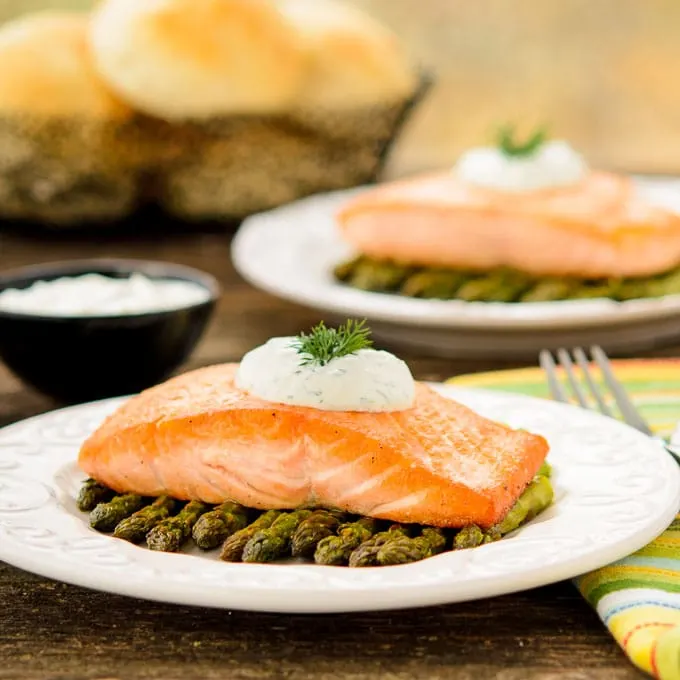 Pan-seared Salmon with Asparagus and Dill Sauce | Magnolia Days
