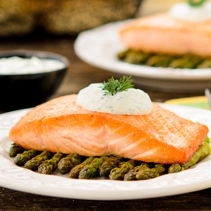 Pan-seared Salmon with Asparagus and Dill Sauce | Magnolia Days