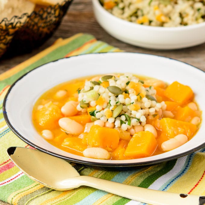 Butternut Squash White Bean Soup with Couscous Topping | Magnolia Days