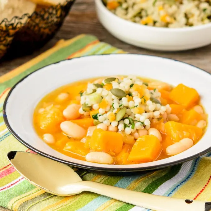 Butternut Squash White Bean Soup with Couscous Topping | Magnolia Days