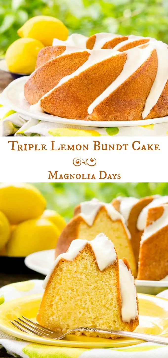 Triple Lemon Bundt Cake is flavored with lemon zest, soaked with lemon glaze, and topped with another lemon glaze. It's super lemony and oh so good!