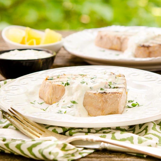 Grilled Tuna with Mediterranean Yogurt Sauce | Magnolia Days
