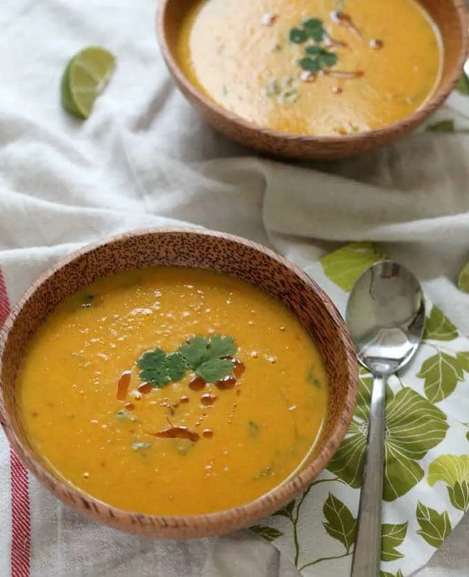 Roasted Butternut Squash Soup with Coconut Miso and Lime by The Muffin Myth