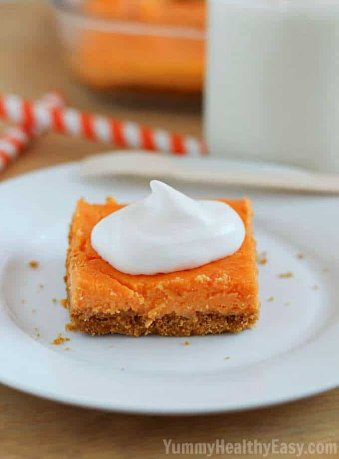 Sweet Potato Cheesecake Bars by Yummy Healthy Easy