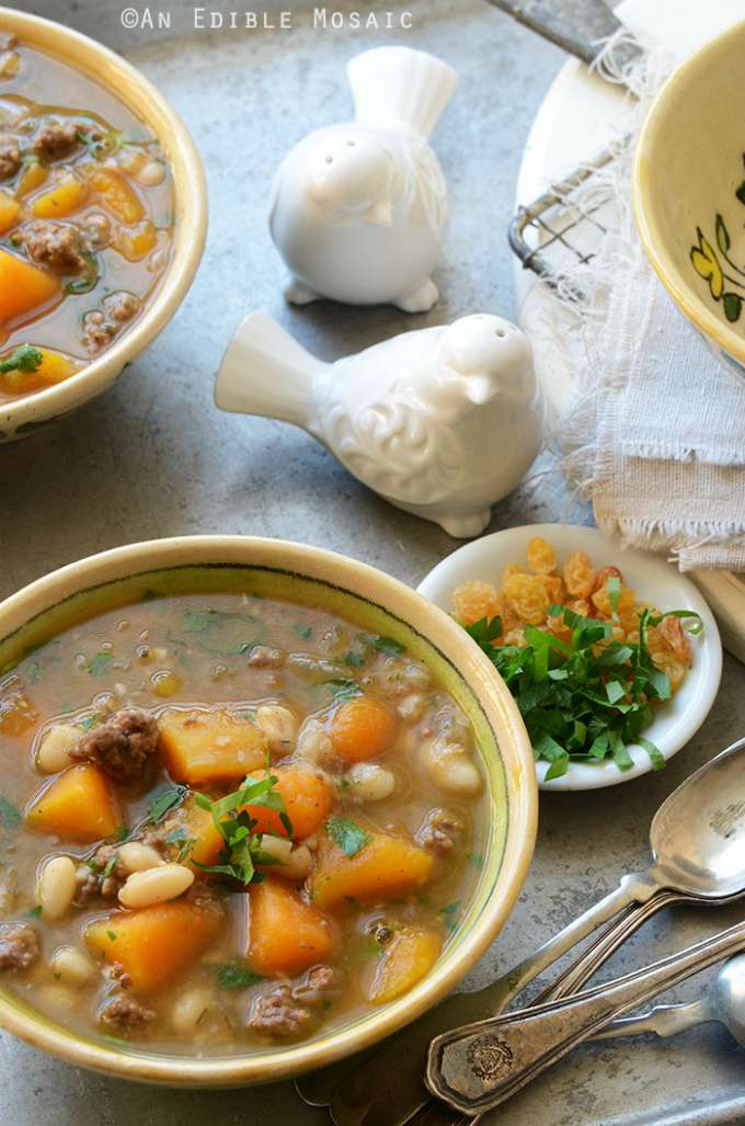 Sweet and Spicy Beef, Butternut and White Bean Stew by An Edible Mosaic