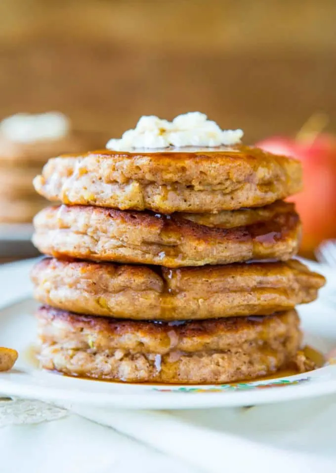 Apple Pie Pancakes with Vanilla Maple Syrup by Averie Cooks