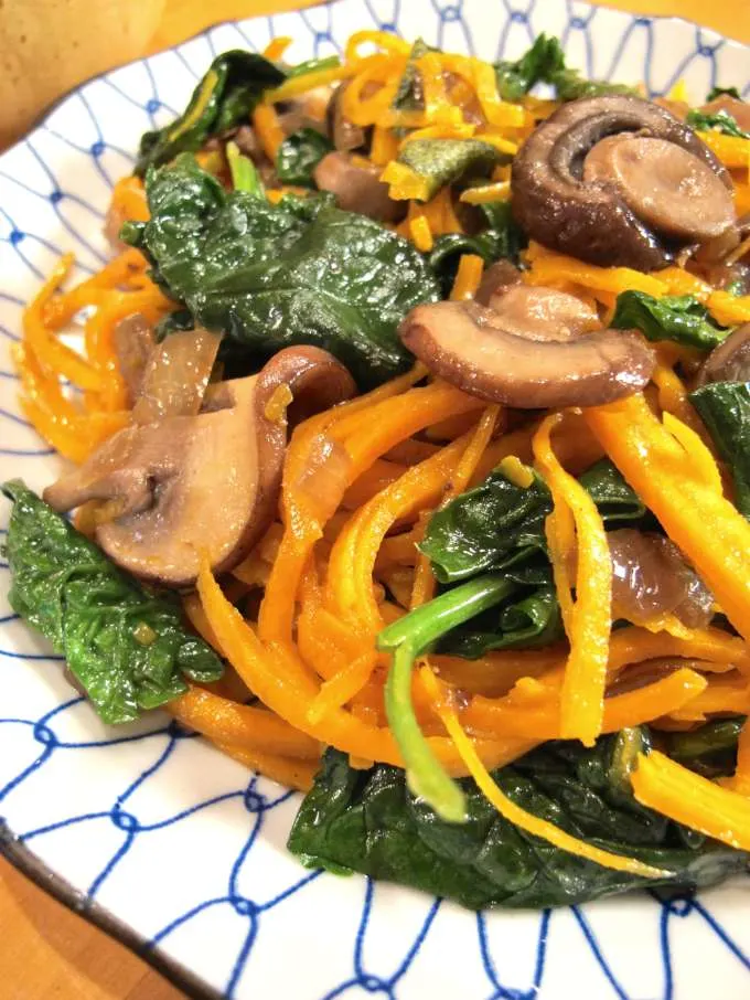 Butternut Squash Noodles with Spinach and Mushrooms by Tasting Page