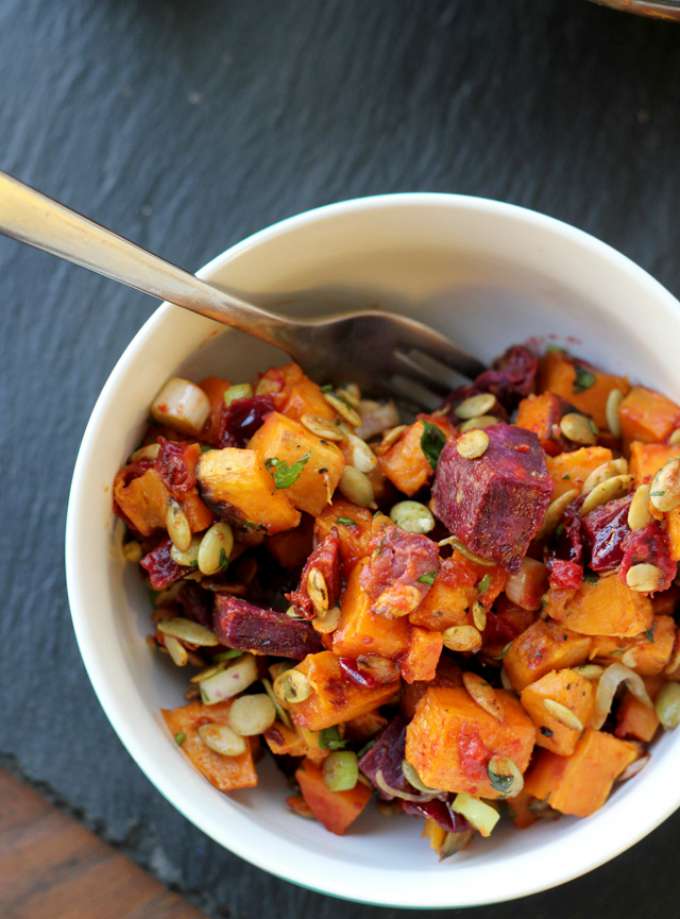 Roasted Sweet Potato Salad with Cranberry-Chipotle Dressing by Eats Well With Others