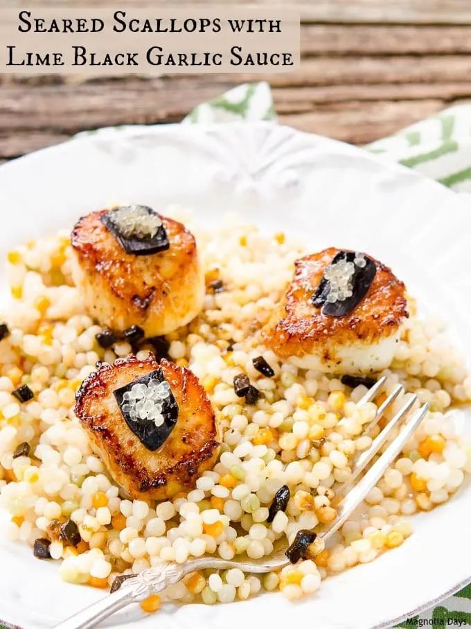 Seared Scallops with Lime Black Garlic Sauce | Magnolia Days