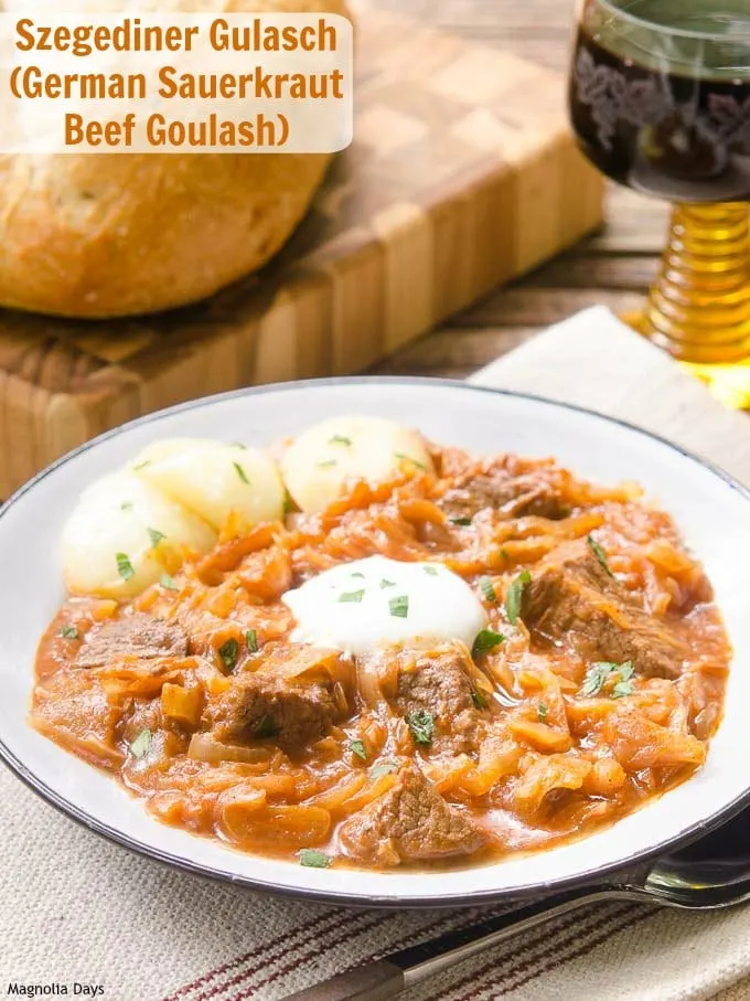 Szegediner Gulasch (German Sauerkraut Beef Goulash) | Magnolia Days