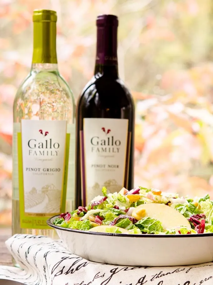 Autumn Crunch Salad with Gallo Family Vineyards Pinot Grigio and Pinot Noir.