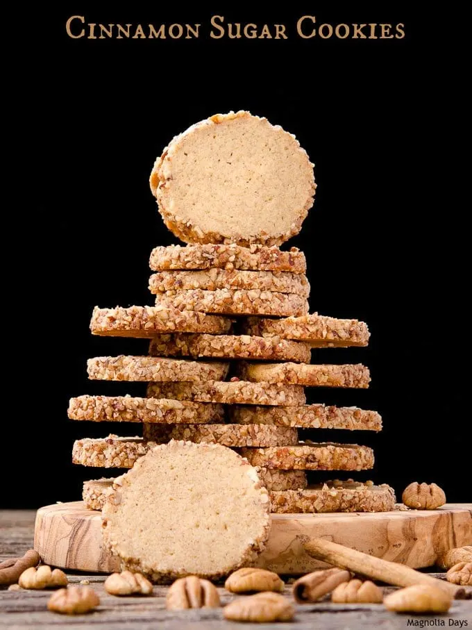 These slice and bake Cinnamon Sugar Cookies have a slight caramel flavor, nutty pecan edges, and are a snap to make.