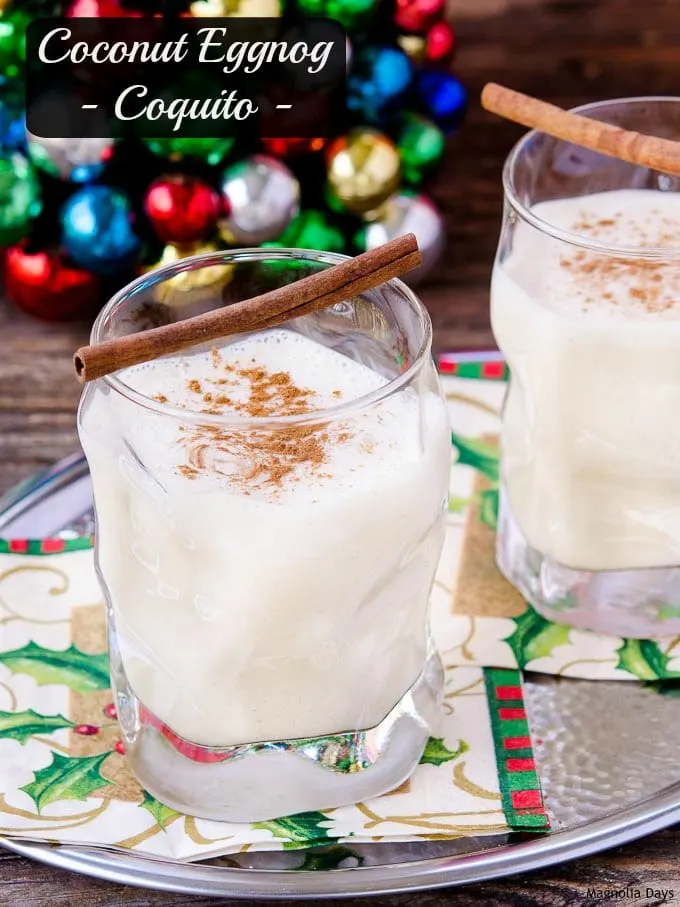 Coconut Eggnog, also known as Coquito, is a rich and creamy holiday drink flavored with coconut, cinnamon, and a touch of nutmeg.