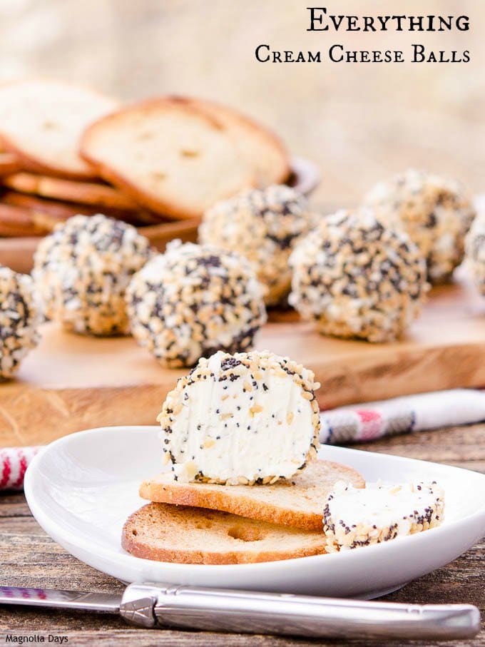 Everything Cream Cheese Balls is a fantastic appetizer served with bagel chips. It has all the flavors of an everything bagel with cream cheese.