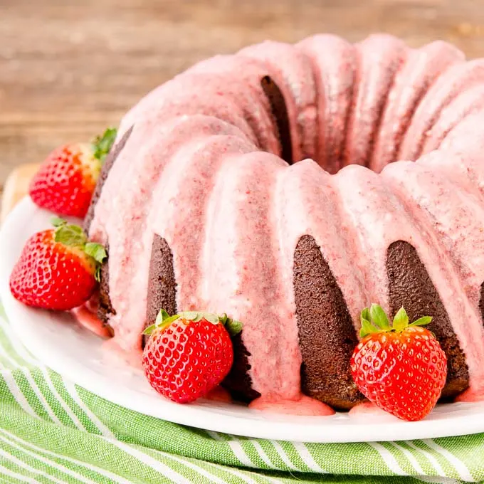 Chocolate Potato Bundt Cake with Strawberry Glaze - Magnolia Days