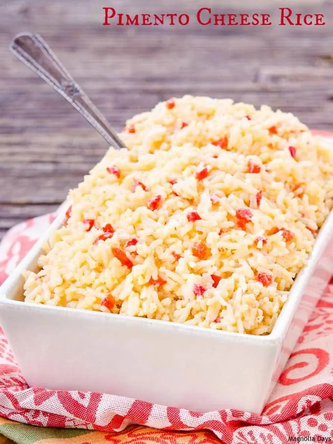 Pimento Cheese Rice is a creamy, cheesy side dish with flavors of a classic southern spread. Serve it with ham, pork, or chicken.