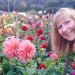 Renee Dobbs with Dahlias