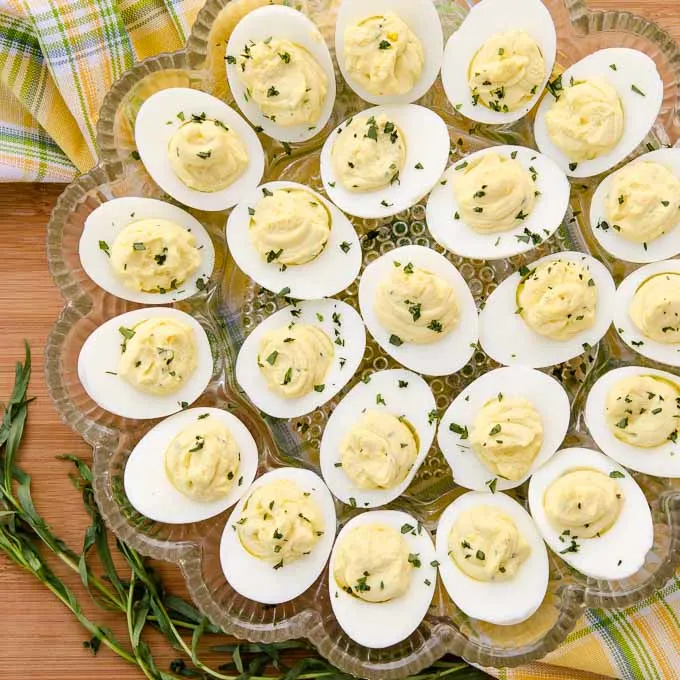 Tarragon Goat Cheese Deviled Eggs | Magnolia Days