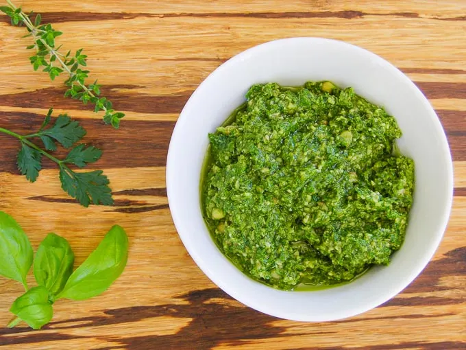 Pesto with Basil and Fresh Herbs | Magnolia Days