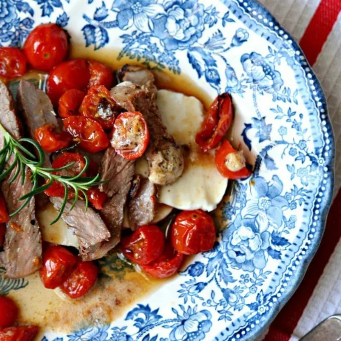 Warm Steak Tomato and Mozzarella Salad by Family Foodie