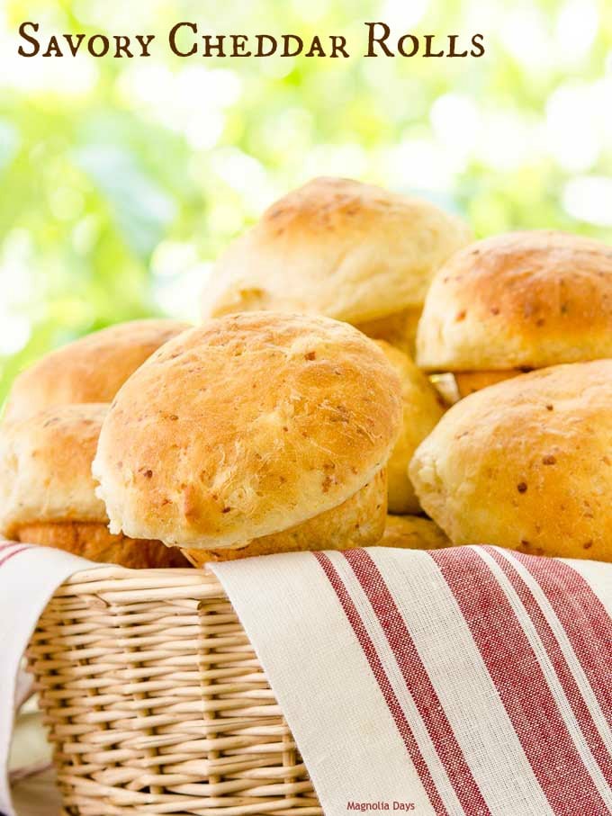 Homemade Savory Cheddar Rolls are light, fluffy and flavored with onion and celery seed. They are easy to make, no kneading or shaping required.