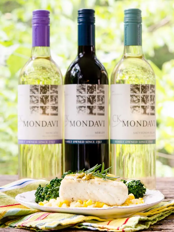 Grilled Halibut with White Wine Sauce with CK Mondavi Wine by Magnolia Days