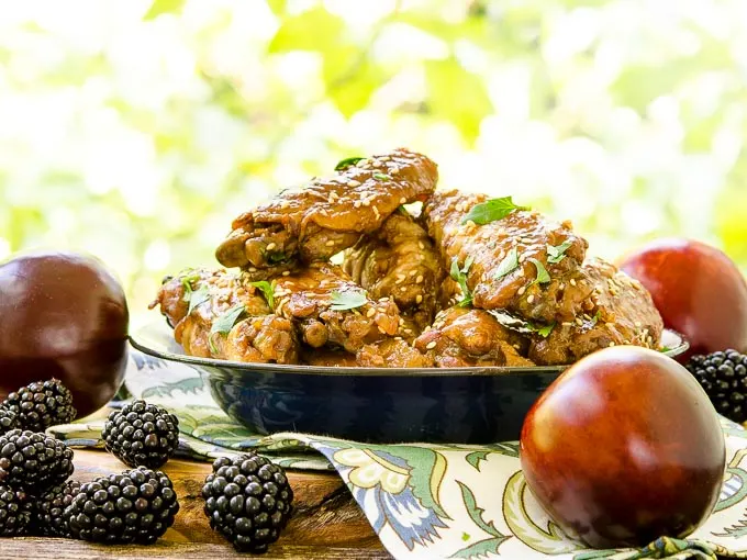 Slow Cooker Chicken Wings with Blackberry Plum Glaze by Magnolia Days