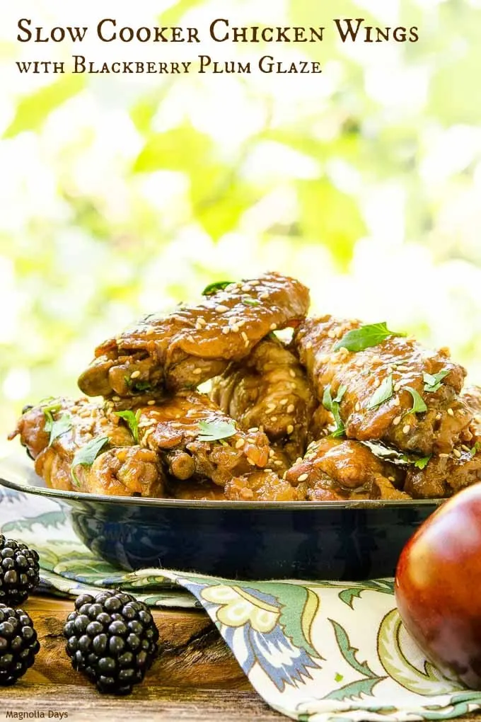 Slow Cooker Chicken Wings with Blackberry Plum Glaze is an easy to make appetizer with wonderful Asian flavors. Make them for your next party!