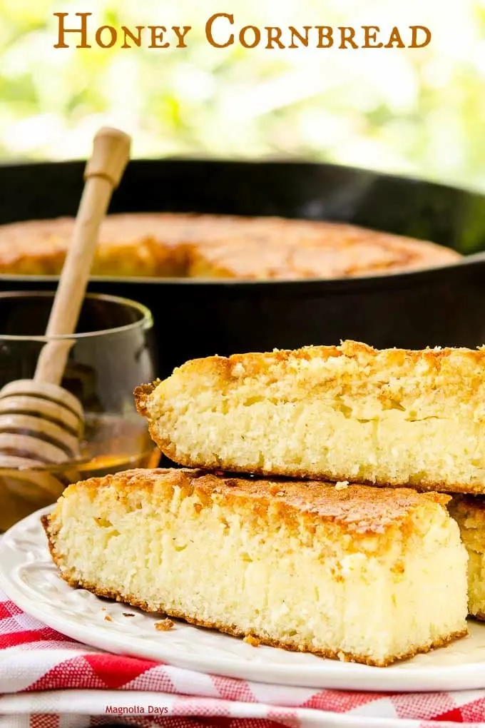 Honey Cornbread is buttery, lightly sweet, moist on the inside, and crisp on the outside. Serve it with BBQ, chili, greens, ham, and more.