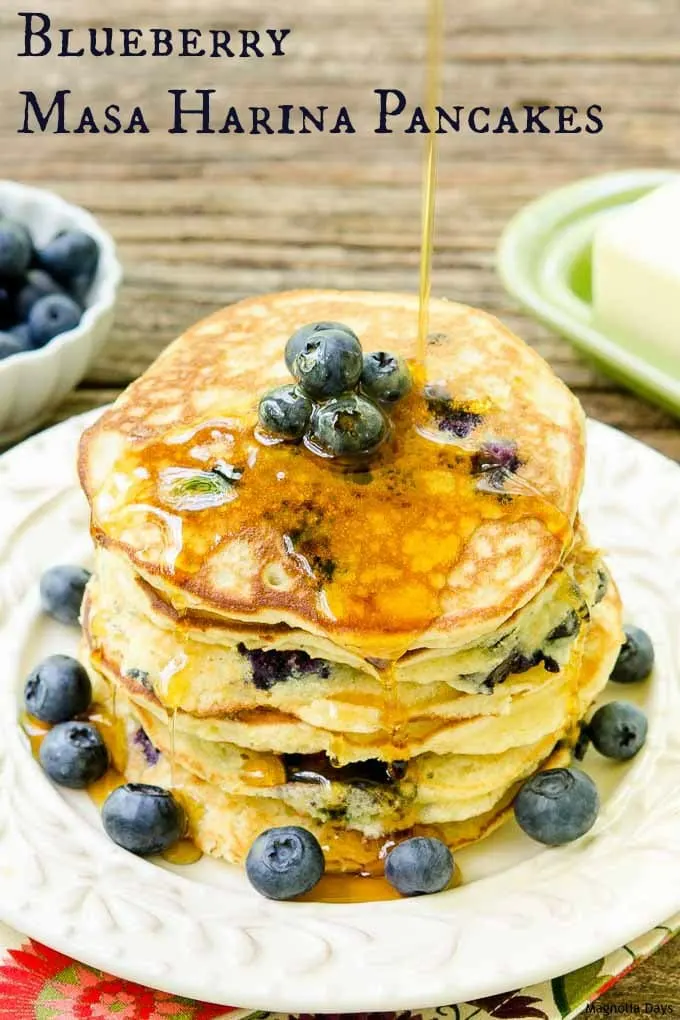 Blueberry Masa Harina Pancakes are sweet, fluffy, and loaded with fresh blueberries. They have a delightful corn flavor and are gluten-free.
