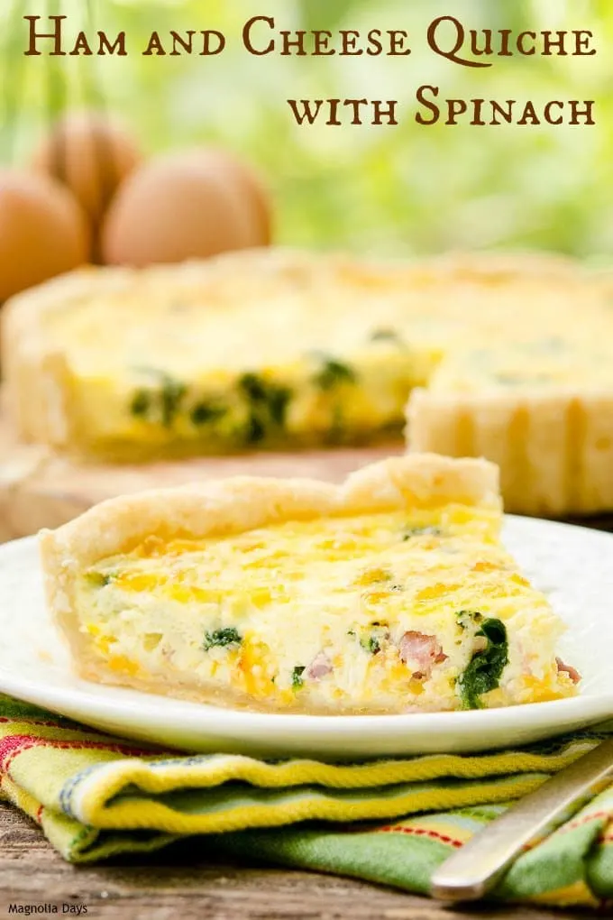 Ham and Cheese Quiche with Spinach has a buttery and flaky homemade crust. It is fantastic for brunch or as light meal with a simple green salad.