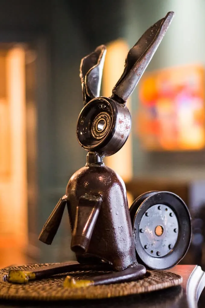 Metal rabbit statue