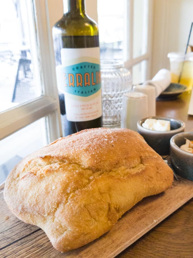 Bread loaf with olive oil